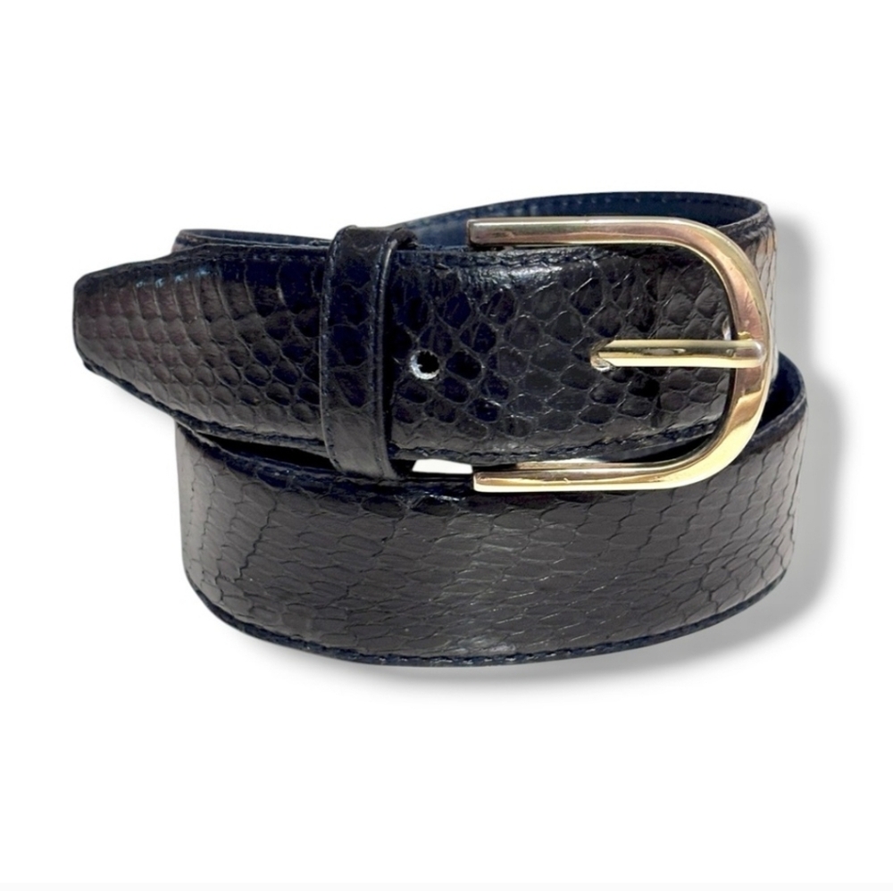 VINTAGE Black Snakeskin Dress Leather BeltVintage EUC!